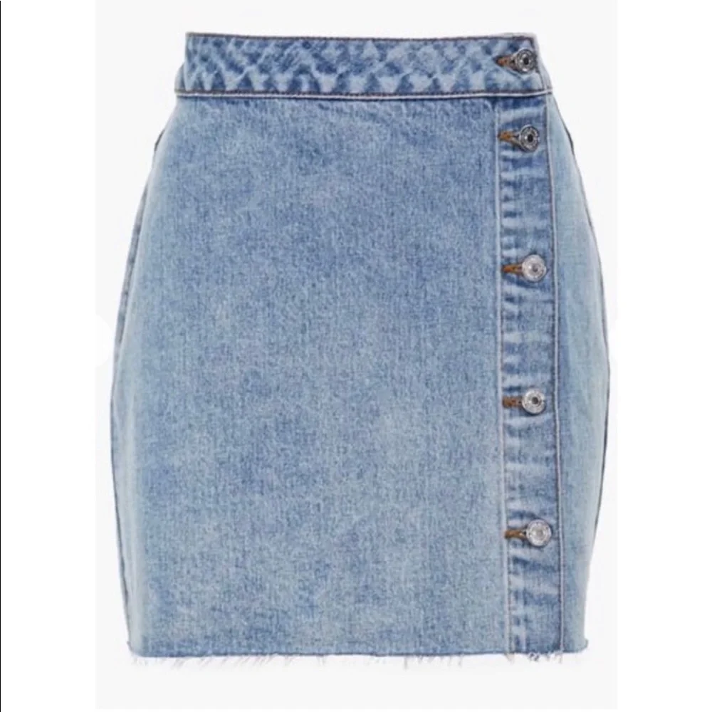 Denim Button Front Mini Skirt